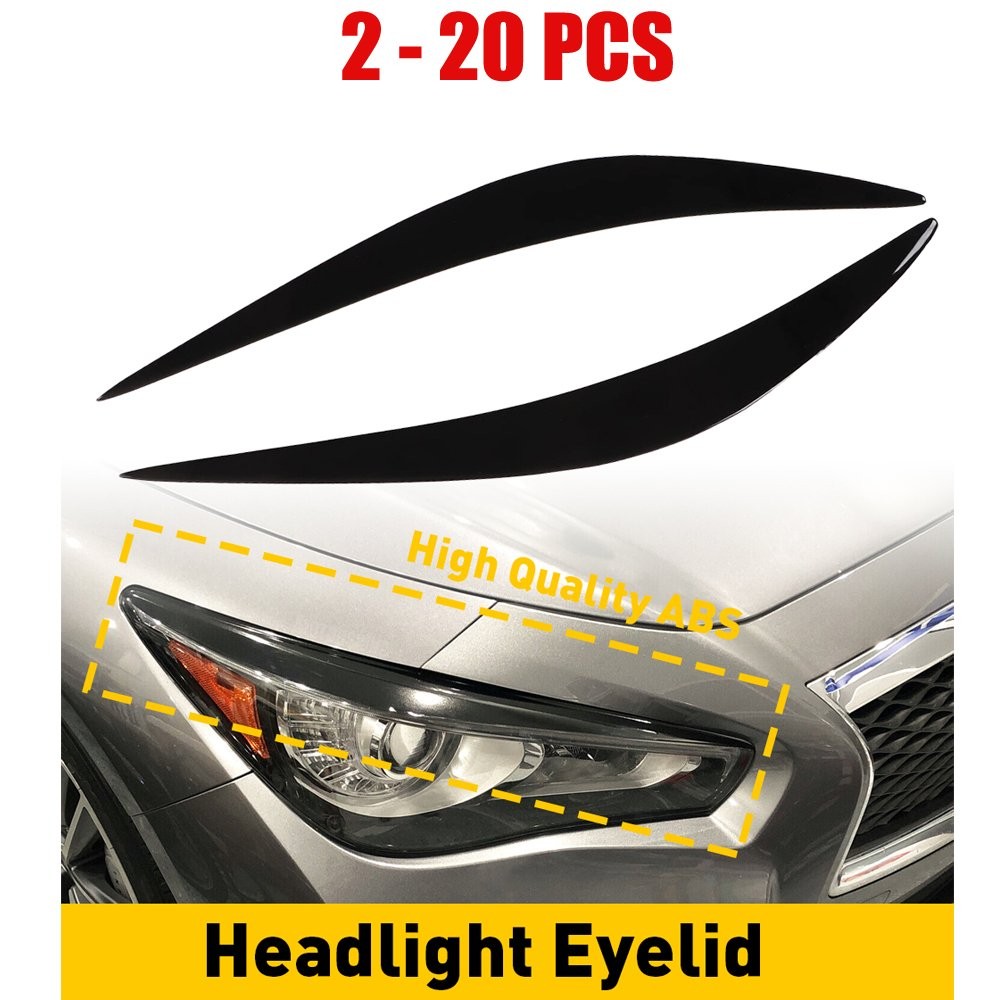 FOR 2014-23 Infiniti Q50 Headlight Eyelid GLOSS BLACK Precut Vinyl Overlay 2-20X