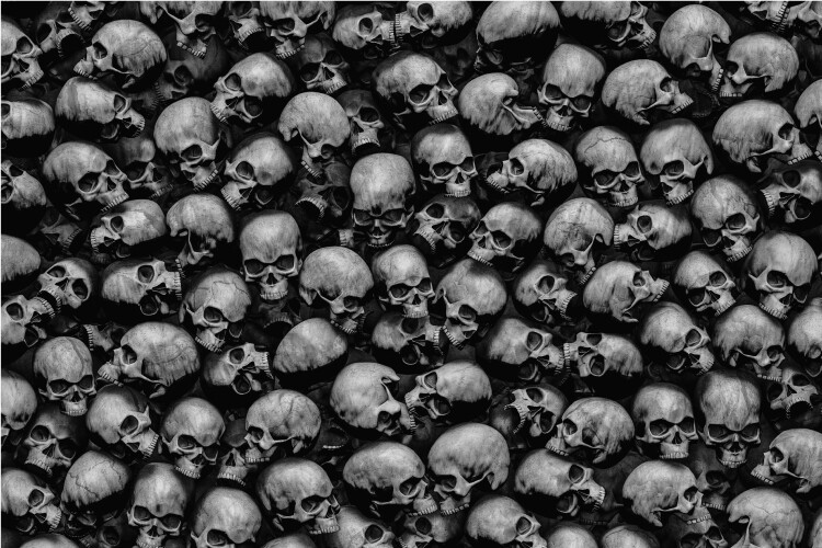 3D Grey Skulls Pile 24×36 Graphic Decal Vinyl Scooter Bike Motorcycle Car Wrap