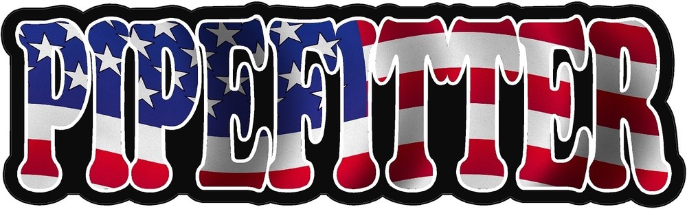 Pipefitter American US USA Waving Flag Vinyl Hard Hart Sticker Decal VAR