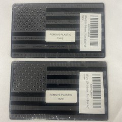 2pk-LFPartS USA Embossed Stainless Steel Metal Flag for Cars, Trucks Black 5″x3″