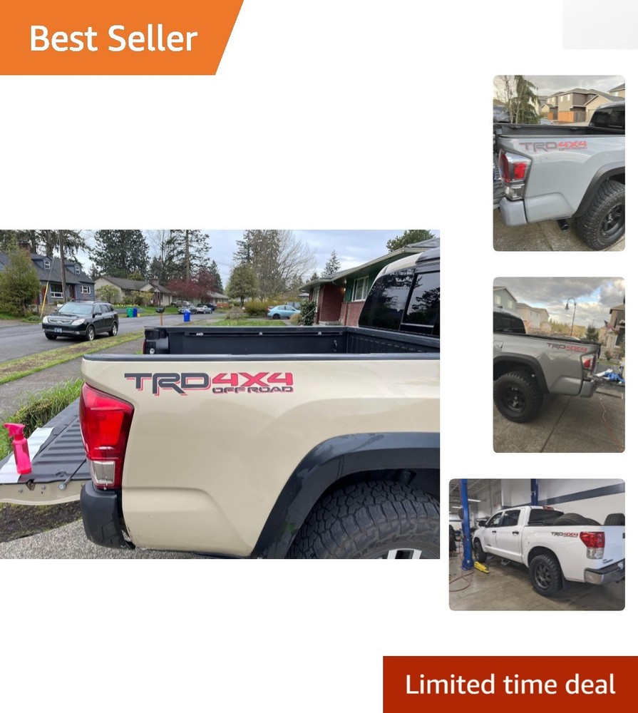 Durable Weatherproof 4×4 Bedside Decals in Black and Red for Pickup Trucks
