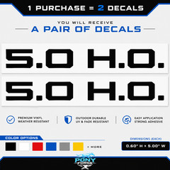 “5.0 H.O.” Hood Scoop Vinyl Decals 79-93 Mustang GT V8 SN95 S197 Coyote Foxbody
