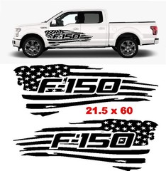 Ford F-150 Truck Graphics American Flag Vinyl Side Decals. Both Included