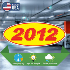 2012 Oval Model Year Stickers Red Yellow 12 Pack Vehicle Window Decor American