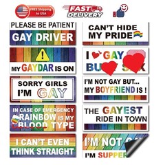 10 Pcs Bumper Decals Funny LGBT Stickers Rainbow Bumper Prank Car Stickers Co…