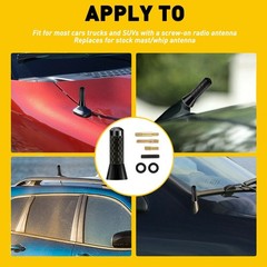 1/2set UNIVERSAL BLACK CARBON BEE STING SHORT STUBBY CAR MAST AERIAL ANTENNA ARI