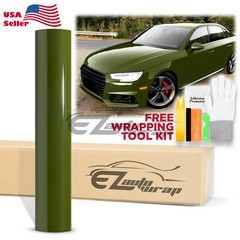 High Gloss Combat Green Car Vinyl Wrap Sticker Decal Sheet Film DIY Air Release