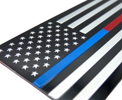 ALUMINUM Thin Blue Red Line Decal Sticker Law Enforcement, Police, Firefighter