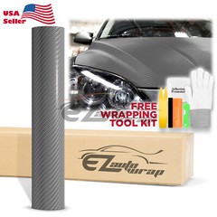 4D Carbon Fiber Gray Glossy Car Vinyl Wrap Sticker Decal Sheet Film Bubble Free