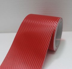 3D Red / Sheet Car PVC Grain Carbon Fiber Vinyl Tape Wrap Sticker Decors Strips