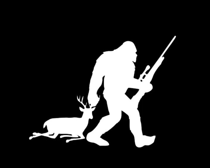 Bigfoot Sasquatch Hunting Deer Vinyl Decal Sticker you choose size and color