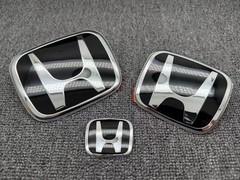 M-Tec 3pcs Black Front Rear Steering Badge Emblem Civic Sedan 06-15