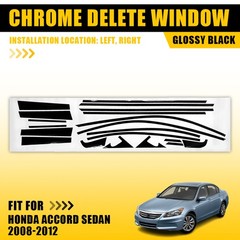1-10Set Glossy Black Chrome Delete Window Trim Overlay for Honda Accord 2008-12