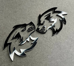 Wolf Badges Emblem Car/Truck, (2) BADGES, Fender Angry Agressive Raging