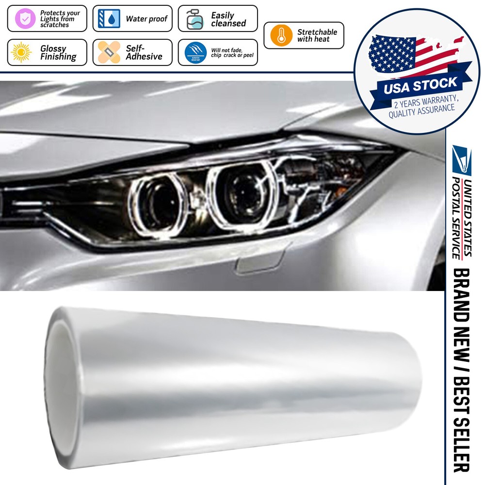 Premium Vinyl Film Self Adhesive Headlight Tail Lights Fog Lights Tint Clear