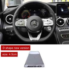 3D Badge For AMG Steering Wheel Emblem Squared Base GLC C43 C350E Chrome Black