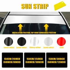 Universal Windshield Banner Matte Black Vinyl Decal Sun Strip 60″x8‘’/10″/12‘’