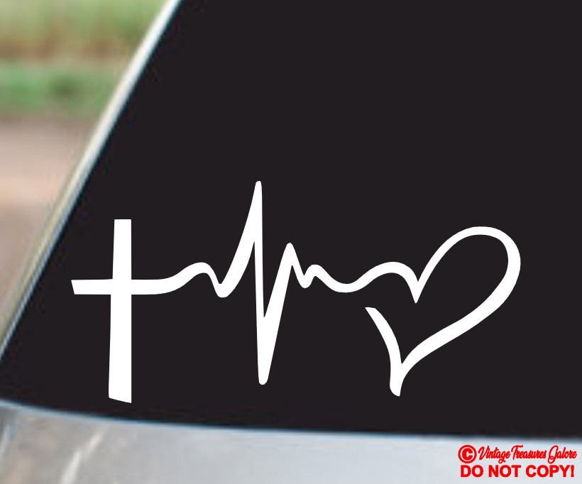 FAITH HOPE LOVE Vinyl Decal Sticker Car Window Wall Bumper Symbol Heart Cross