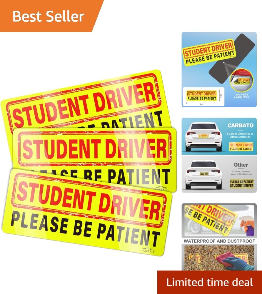 3-Pack Student Driver Magnetic Stickers – Weatherproof & Reflective Safety Signs