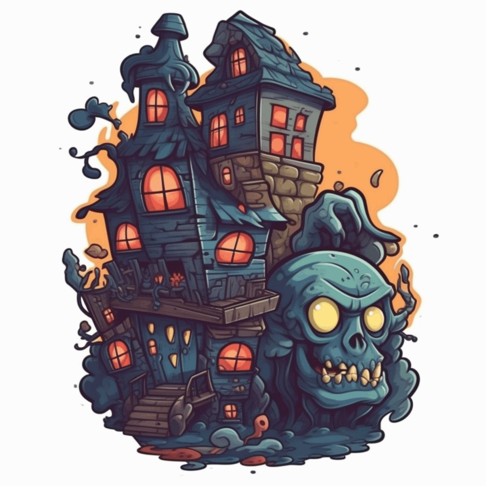 Haunted House Sticker, Scary Decal Sticker, Decal for Car Truck Window Bumper