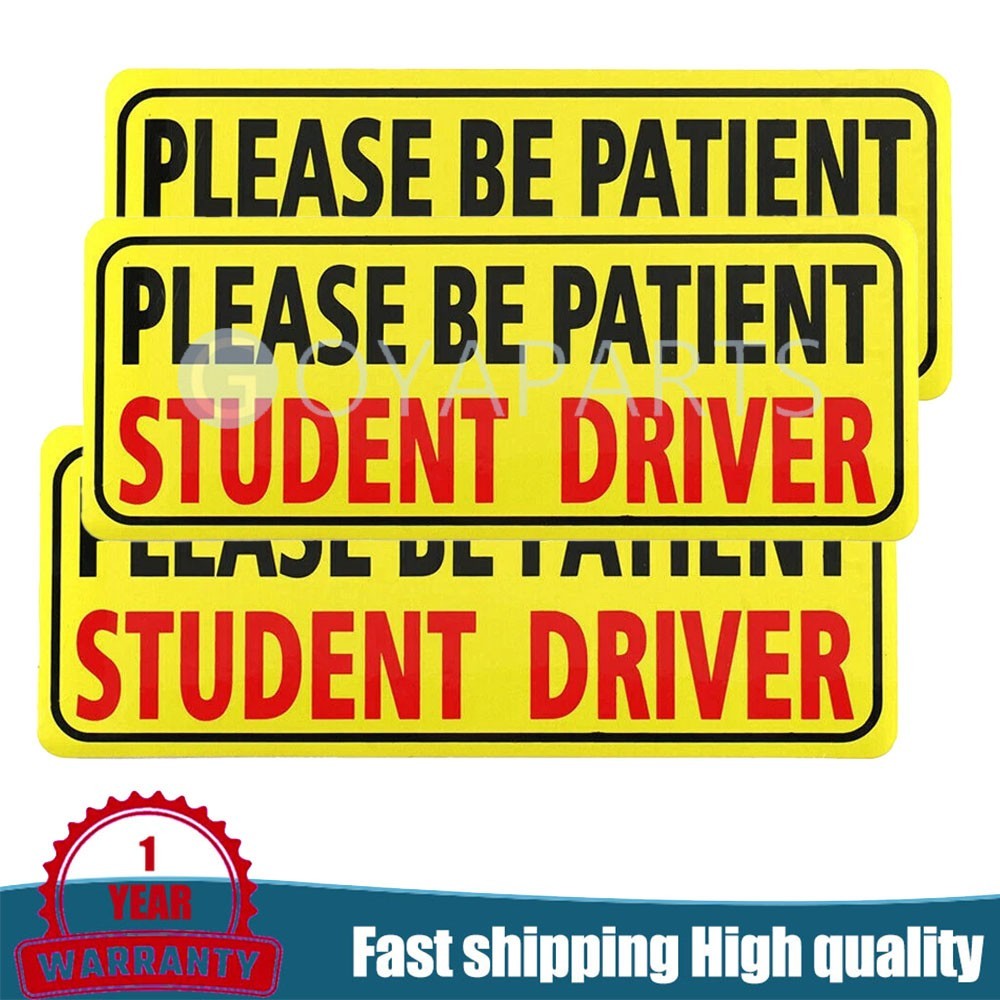 3Pcs Please Be Patient Car Bumper Stickers Decal Student Driver Magnet Car Signs