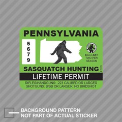 Pennsylvania Sasquatch Hunting Permit Sticker Decal Vinyl Bigfoot 13igfo0T PA