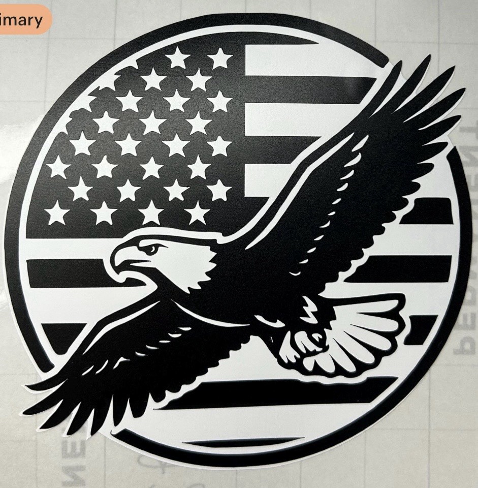 Bald Eagle American Flag Permanent Vinyl Decal