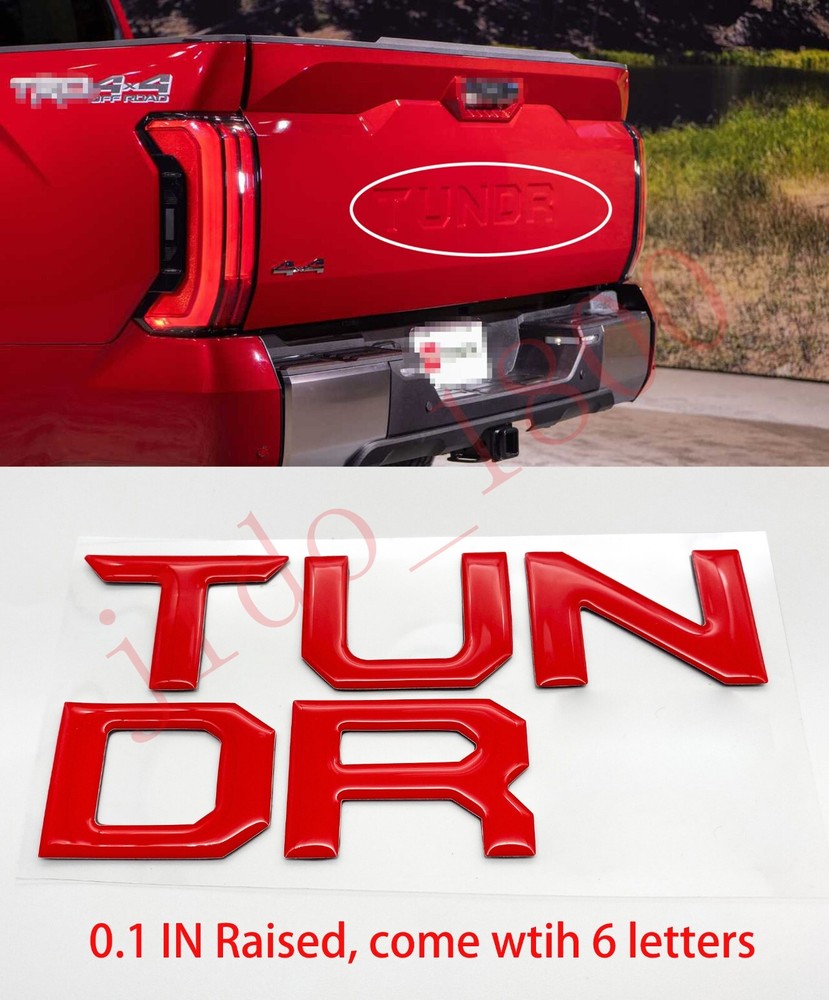 Gloss Red Domed letters compatible with TOYOTA TUNDRA 2022 23 Tailgate insert