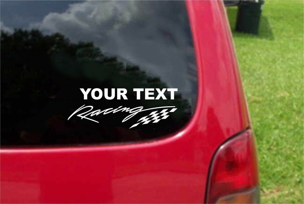 2(PCS) Racing Sticker Decals Your Own Text 20 Colors To Choose From