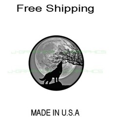 Wolf Howling Moon Vinyl Decal Sticker Bumper Window Helmet Tablet Alaskan Yukon