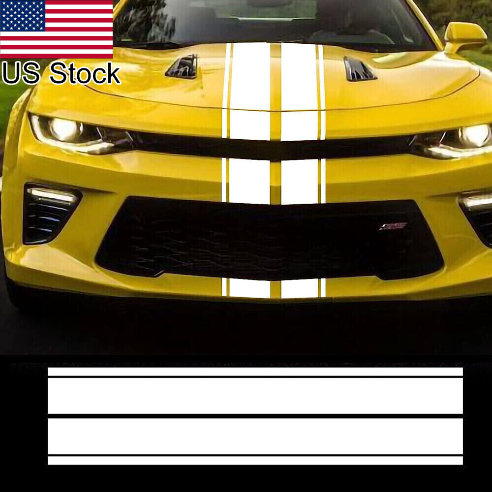78.8” White Rally Racing Style Stripe Decal Sticker For Ford Mustang Etc