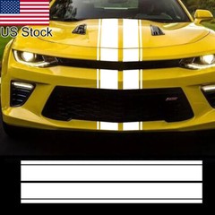 78.8” White Rally Racing Style Stripe Decal Sticker For Ford Mustang Etc