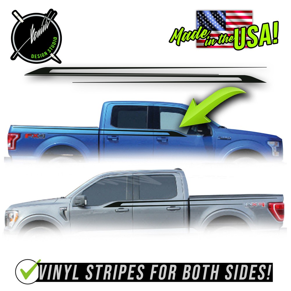 Racing Side Door Upper Stripes Fits- 2015-2020 2021 2022 Ford F-150 F150 STX FX4