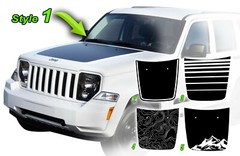 Arctic Mountain Hood Racing Stripe Decal Blackout Fits Jeep Liberty 2008-2013
