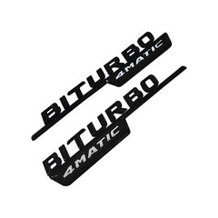 For AMG BiTurbo 4Matic C63 E43 2017+ Side Fender Door Emblem Gloss Black Badge