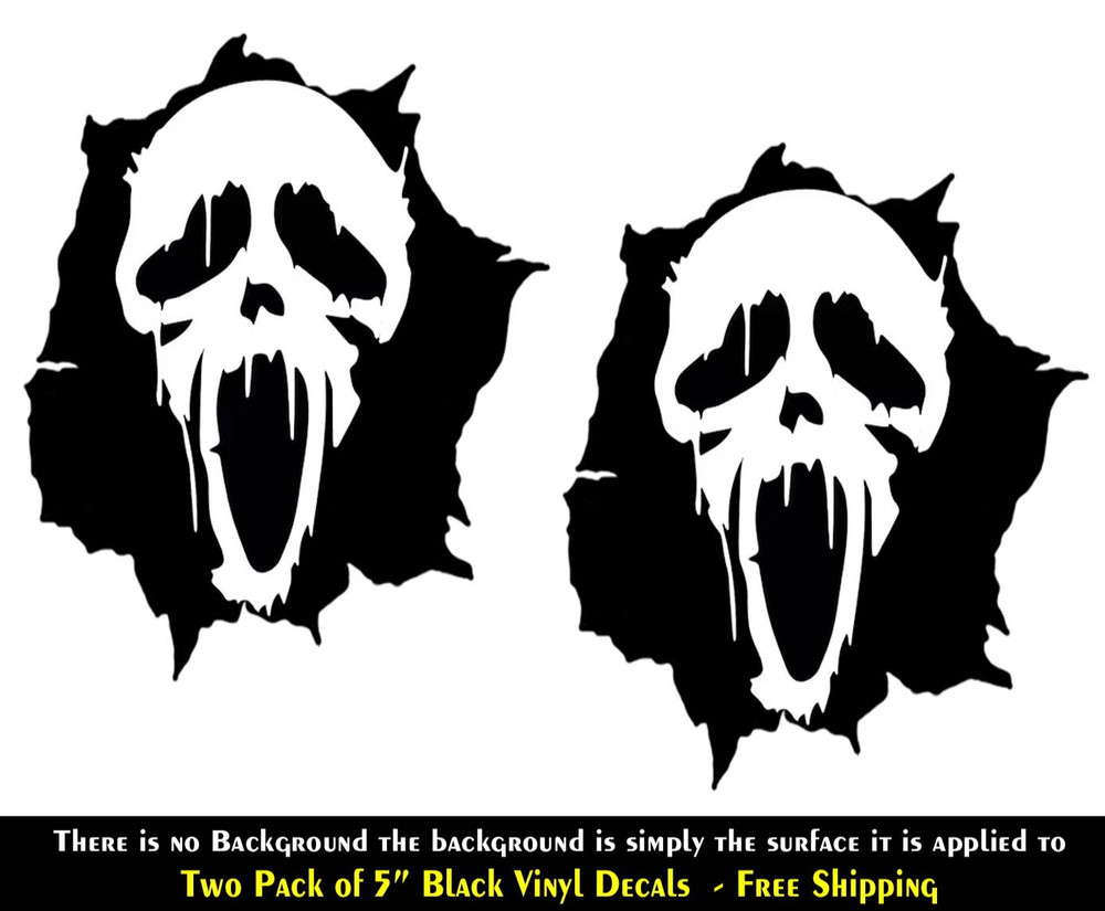 Ghostface Screaming Two Pack 5″ Black Vinyl Decals Car Truck Windows laptop