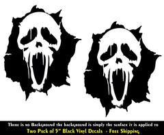 Ghostface Screaming Two Pack 5″ Black Vinyl Decals Car Truck Windows laptop