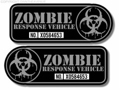 Zombie Response Vehicle Sticker Decal – 4″ Left + Right Facing Fender