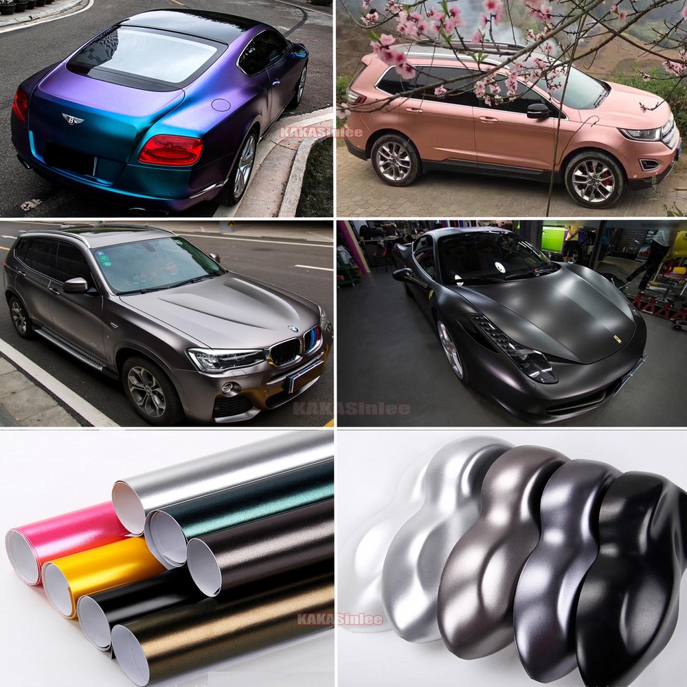 Full Car Wrap Pearl Metal Glitter Satin Matte Chrome Vinyl Sticker Film Strip AB
