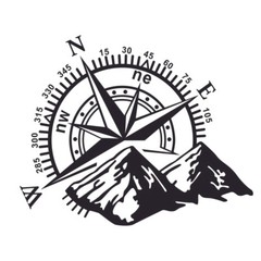 Compass Mountain Vinyl Decals For Car Camper Van Caravan Sticker Graphic Decor