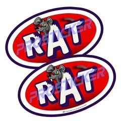 STP Cartoon Rat Rod Decal (One) 2.5″x 4.25″ 2 Pack ProSticker 725 2PK