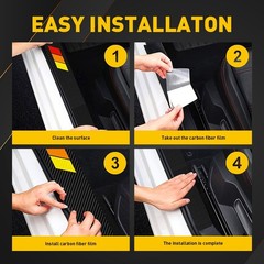 DOOR SILL PROTECTOR Classic Retro Style Tri-Color Carbon Fiber Door Sill Sticker