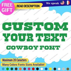 Sticker Vinyl Regular Custom Text Name Cowboy Fonts Lettering Die Cut Decals 651