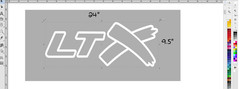 1 9.5″x24″ LTX cutom decal as shonw on picture white color