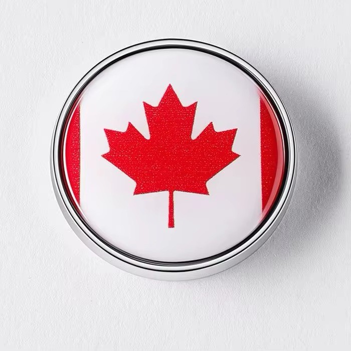 Canadian Flag Circular Metal Emblem Badge Canada CA Sticker Free Shipping!