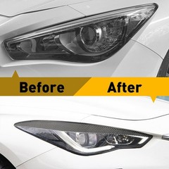 1/2set Headlight Carbon Real Fiber Eyebrows Eye Lid Trim Fit Cover Infiniti Q50