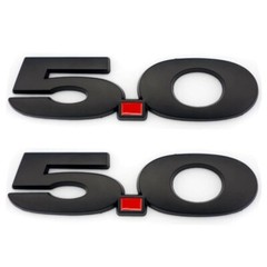 2pcs Chrome/Matte Black 5.0 Emblem Badge for Mustang GT Right Left Fender Decal