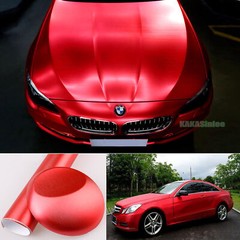 Red Stretch Car Satin Chrome Brushed Metal Steel Matte PVC Vinyl Wrap Sticker US