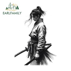 EARLFAMILY Samurai Female Graffiti Car Stickers Creative Windows Bumper Decal