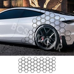 Hexagon Graphics Honeycomb Side Stickers Car Styling Adhesive Sport Decals Black